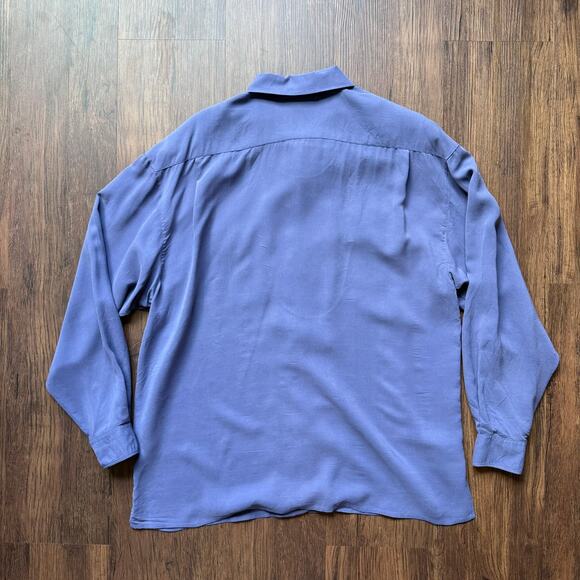Silk Land 100% Silk Button Front Blouse Purple Blue Vintage 80s 90s Size 8 - Picture 6 of 7